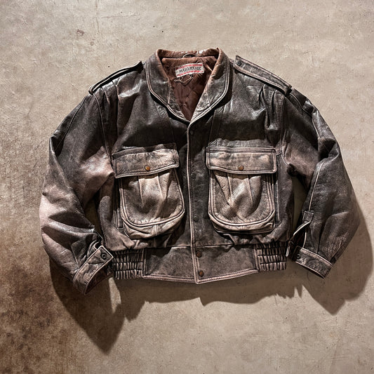 80s Leather Jacket- L